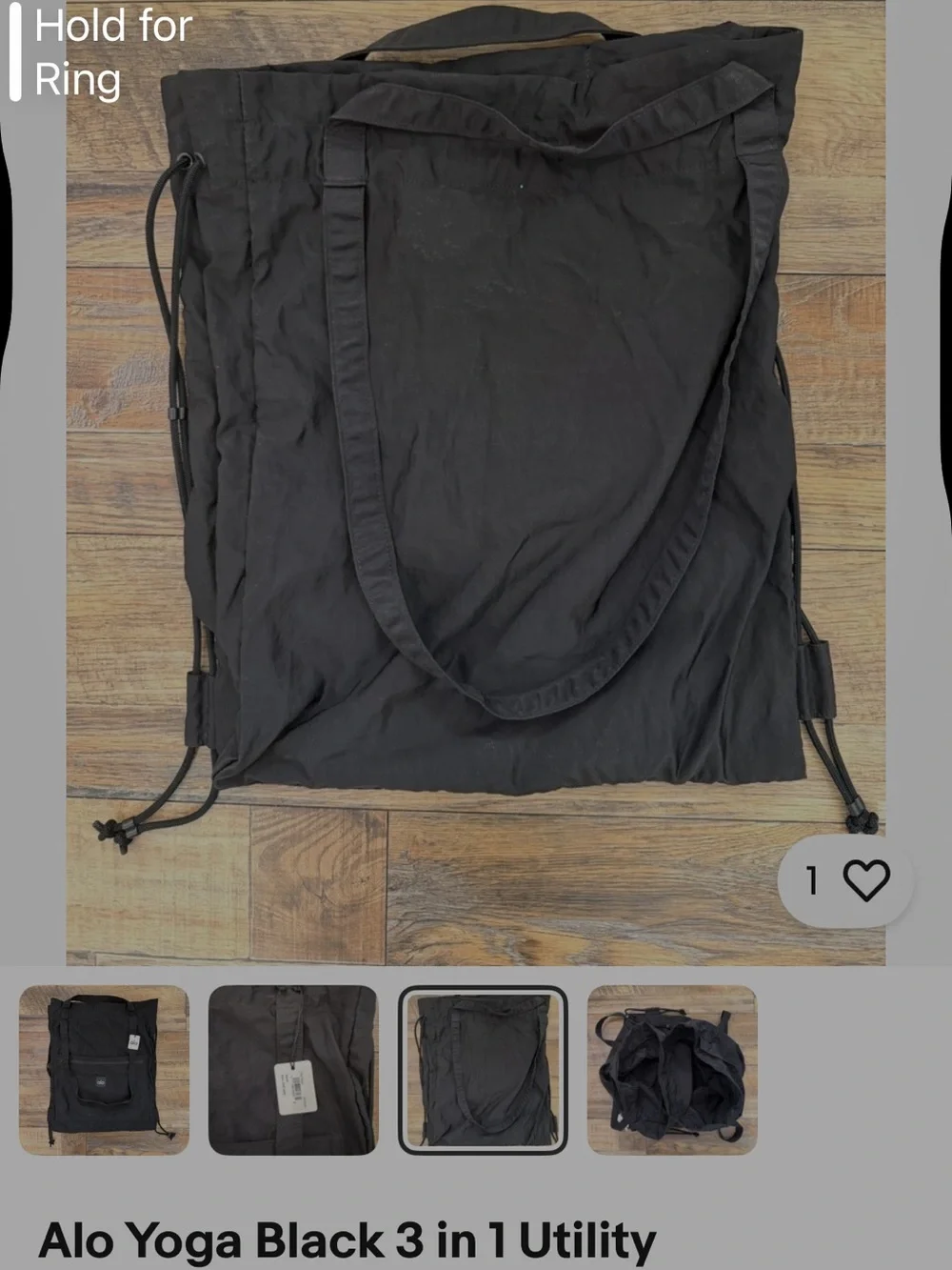 ALO Yoga Black Convertible 3-in-1 Utility Backpack Tote
